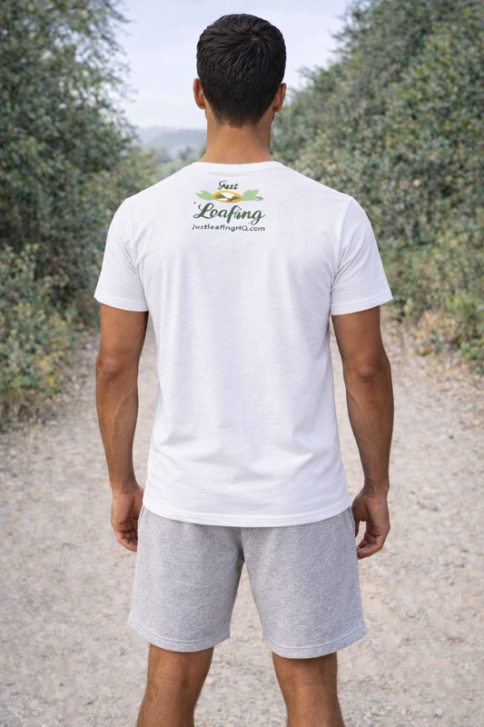 Just Leafing Men’s Tee 180 GSM – White