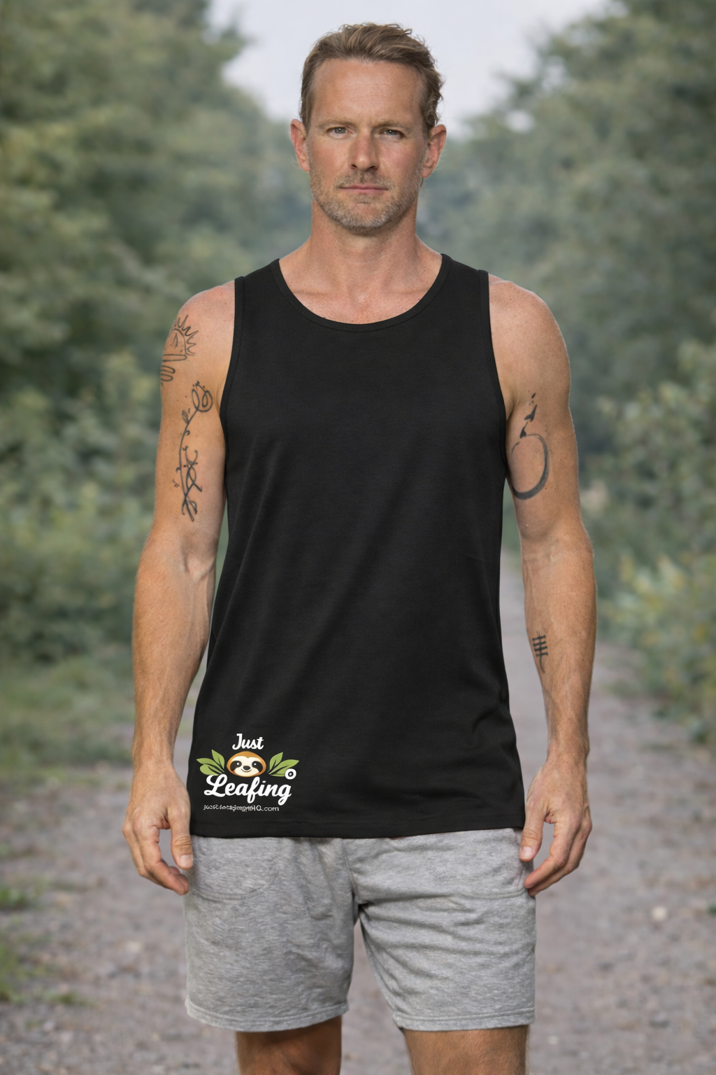 Just Leafing Men’s Tank 150 GSM – White