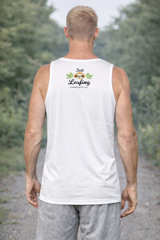 Just Leafing Men’s Tank 150 GSM – White