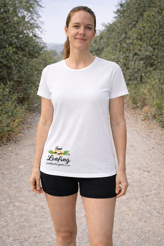 Just Leafing Women’s Tee 180 GSM – White